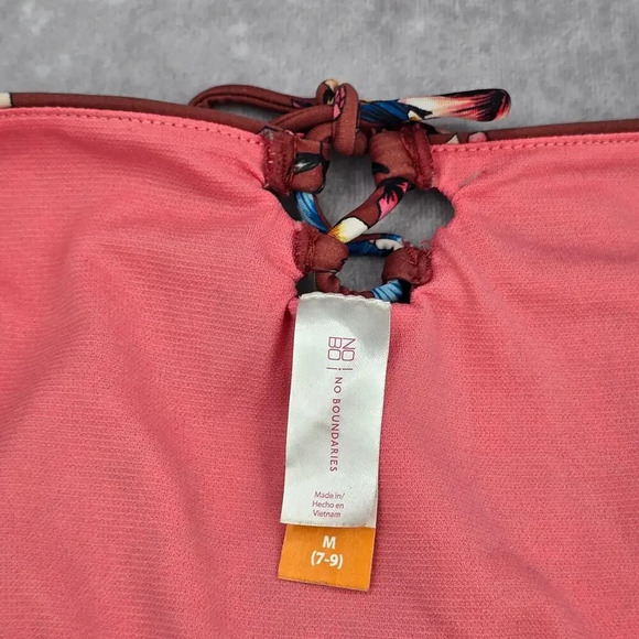 No Boundaries Brown Blue Floral Tie Medium Bikini Bottom Swimwear - Picture 5 of 6